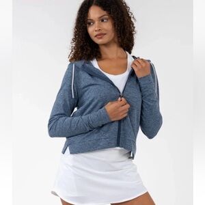 Rhoback Tempo Performance Full Zip Hoodie Sweatshirt Sz XS Blue